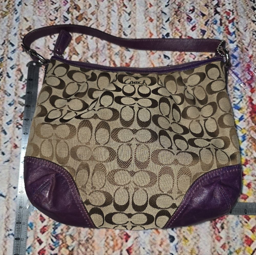 Coach F17400 Purple and Tan Signature Women's Bag - Picture 9 of 9